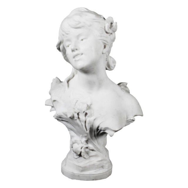 Auguste Moreau, Portrait Bust, 19th Century, Carrara Marble Sculpture For Sale