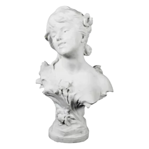 Auguste Moreau, Portrait Bust, 19th Century, Carrara Marble Sculpture