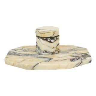 Art Deco Desk Inkstand with Inkwell and Pen Holder in Marble For Sale
