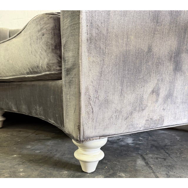 Hollywood Regency Hollywood Regency Two-Piece Curved Velvet Sectional Sofa For Sale - Image 3 of 10