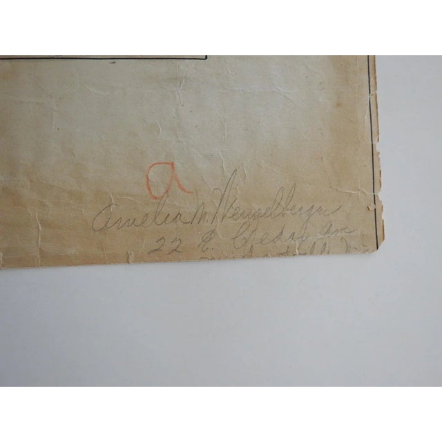 Early 20th century watercolor grisaille painting on paper still life of a paper bag. Monochrome dark brown and grays,...