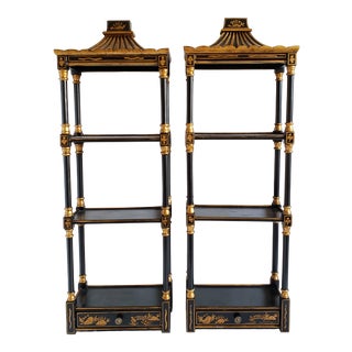 Chelsea House Pagoda Style Wall Hanging Etageres-A Pair For Sale