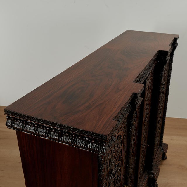 Wood Antique Anglo Indian Ornate Sideboard or Cabinet For Sale - Image 7 of 14