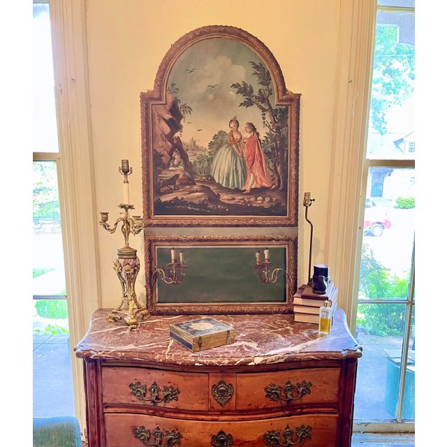 Antique Louis XVI Style Trumeau or Boiserie Panel With Trompe l'Oeil Mirror Panel For Sale - Image 11 of 12