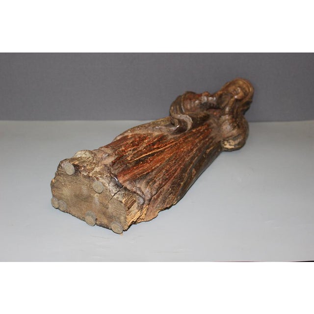 Carved Wood Saint Praying, Burgundy, Late 18th Century For Sale - Image 8 of 15