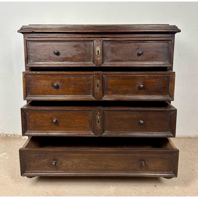 Spanish Baroque Oak Chest of Drawers, Late 19th Century For Sale - Image 9 of 13