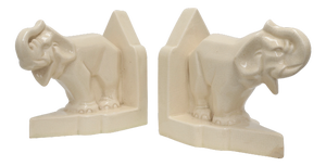 Art Deco French Ceramic Bookends in Elephant Motif, 1930s, Set of 2