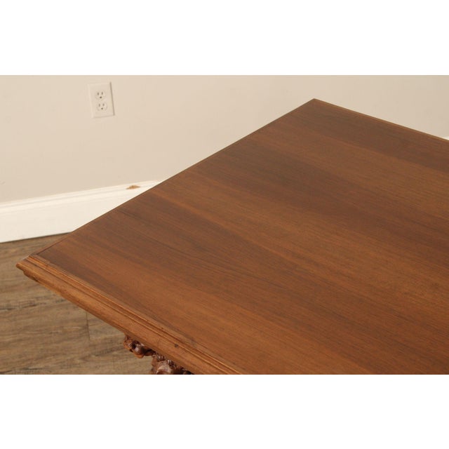 Brown Antique Italian Renaissance Revival Carved Walnut Library Table For Sale - Image 8 of 12