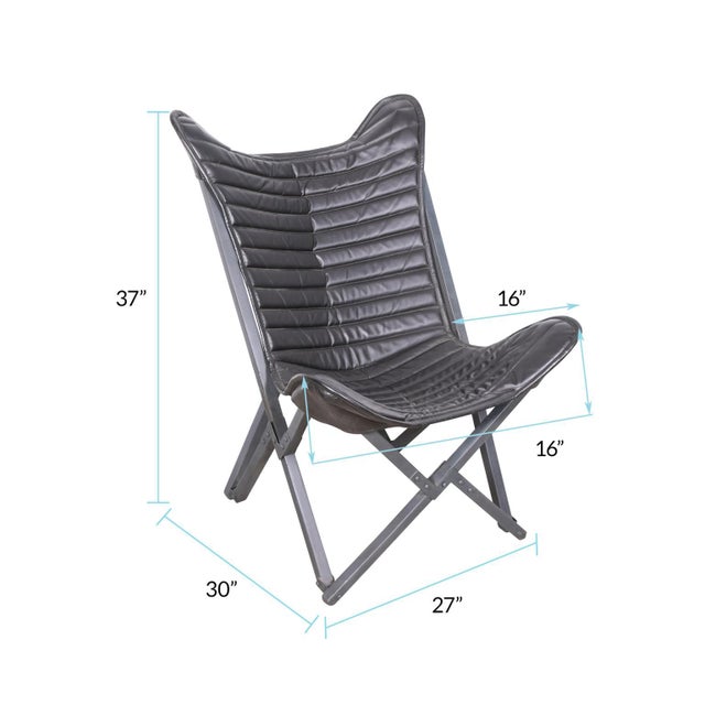 Wood Leather Sling Chair For Sale - Image 7 of 9