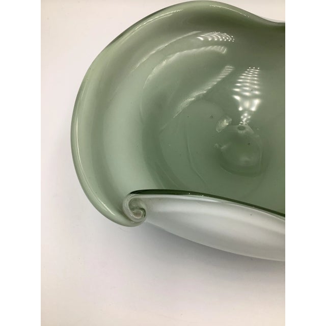 Mid 20th Century Vintage Murano Pale Sage Gray Art Glass Bowl Italy For Sale - Image 5 of 7