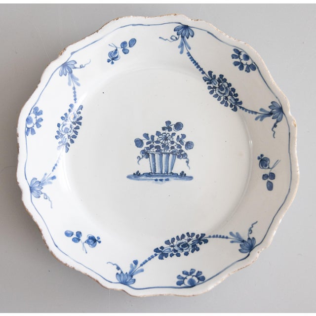 Blue 18th Century French Faience Scalloped Floral Plate For Sale - Image 8 of 8