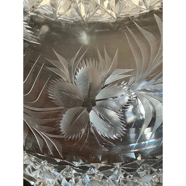 Mid 20th Century Vintage American Brilliant Cut Glass Crystal Bowl With Sawtooth Rim For Sale - Image 5 of 12