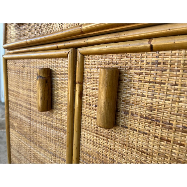 Curved Mid 20th Century Bookcase with Shelves and Doors in Bamboo Italian Design For Sale - Image 9 of 18