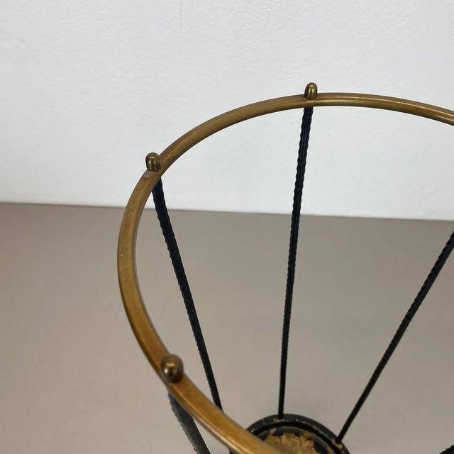 Brown Mid-Century Bauhaus Style Brass and Metal Umbrella Stand, France, 1950s For Sale - Image 8 of 17