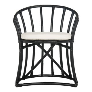 Rattan Accent Chair in Black & White For Sale