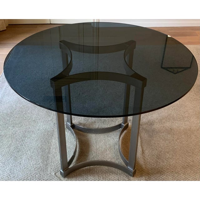 Modern Modern Aluminum Base and Round Smoky Glass Top Dining Table For Sale - Image 3 of 7
