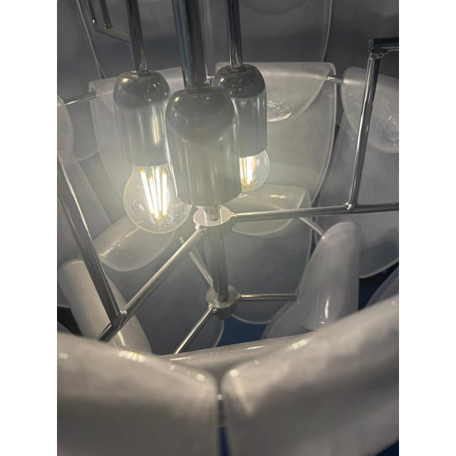 Contemporary Modern Green "Petals" Murano Style Glass Chandelier For Sale - Image 12 of 16