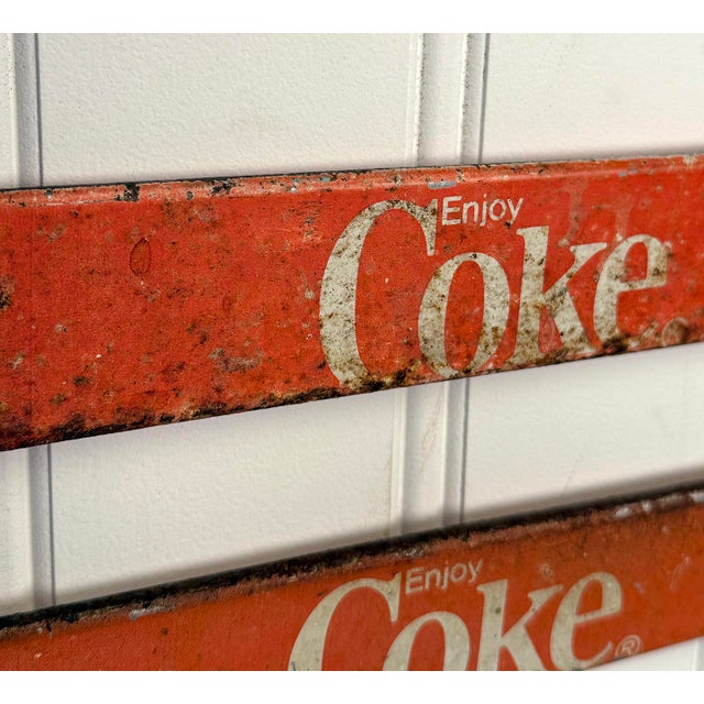 Vintage Coca-Cola "Enjoy Coke" Metal Advertising Trim Sign - Set of 4 For Sale - Image 11 of 11