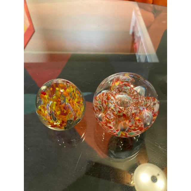 1960s Vintage Orange Botanical Flower Paper Weights - Set of 2 For Sale - Image 5 of 5