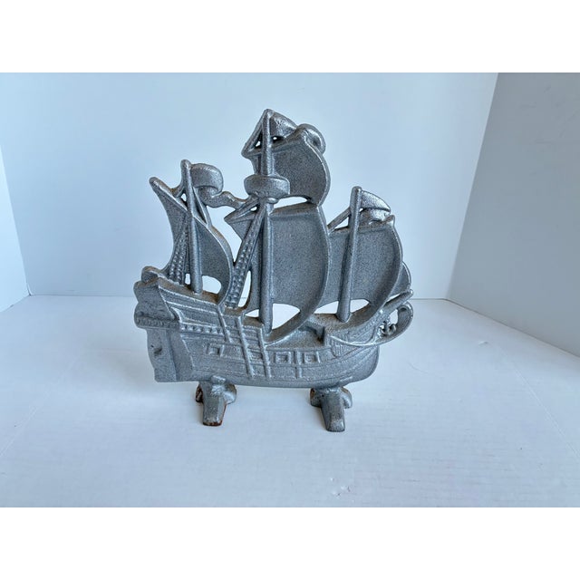 Antique Cast Iron Sailing Ship Doorstop – Nautical Décor - Figurine • Heavy Cast Iron Galleon Ship • Circa Early-20th...