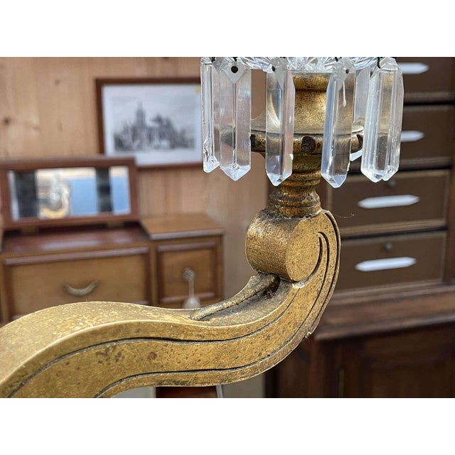 19th Century Gilded Wood Chandelier with Crystal Drops For Sale - Image 17 of 18