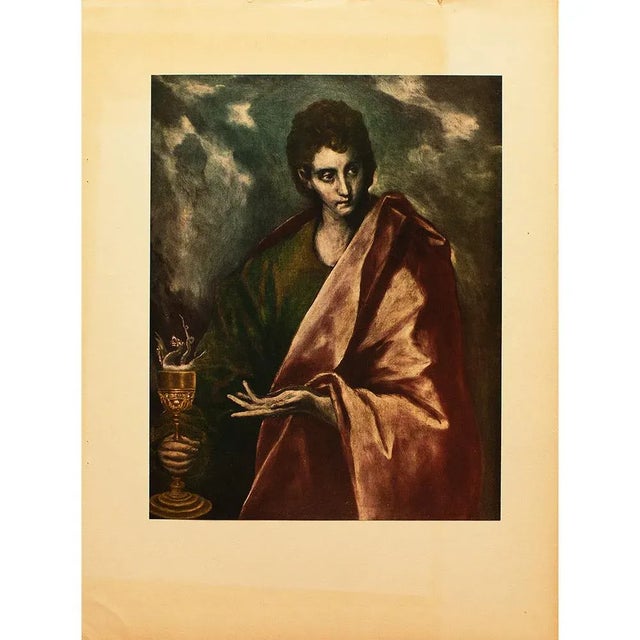 1950s After El Greco "St. John the Evangelist" Vintage Full-Color Print For Sale In Dallas - Image 6 of 8