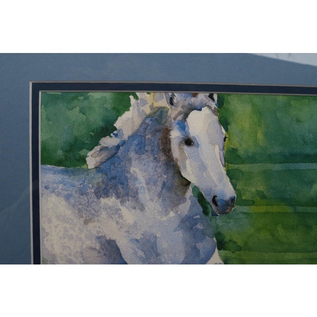 Outsider Folk Art Dapple-Gray Horse Portrait Watercolor by Ron Krajewski For Sale - Image 4 of 8