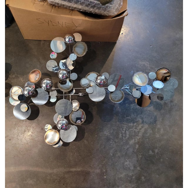 Mid-Century Modern C Jere Chrome Raindrop Sculptures - a Pair For Sale - Image 3 of 11