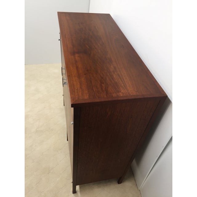 Mid 20th Century Lane Delineator Fitted Interior High Chest Designed by Paul McCobb in Walnut With Chrome Hardware For Sale In Philadelphia - Image 6 of 18
