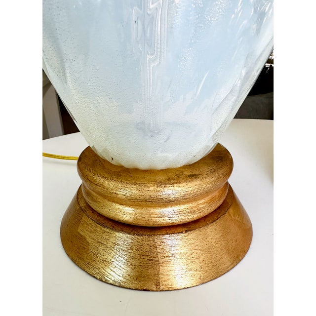 1950s Large Murano Opalescent Blue Gold Inclusions Table Lamps - a Pair For Sale - Image 12 of 18