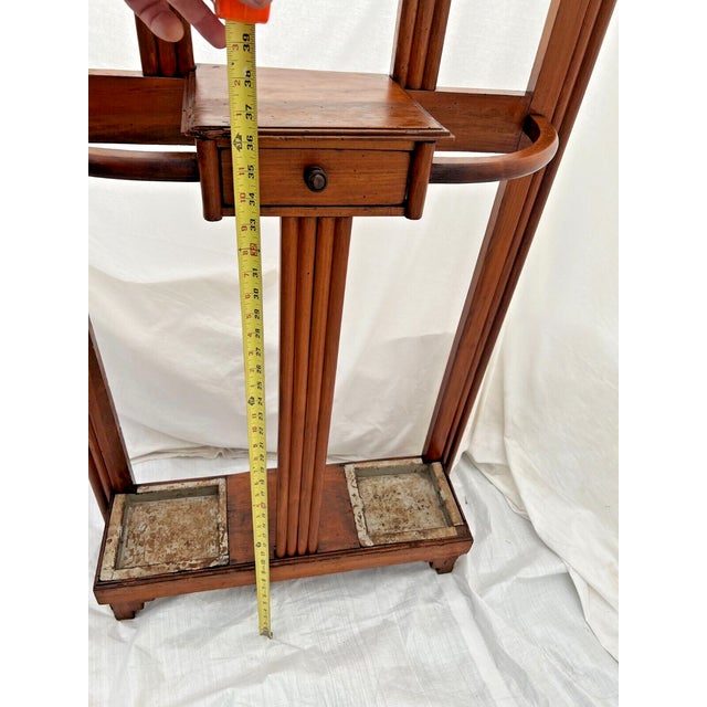 Early 20th Century Art Deco Hall Tree, Mirror, Wormhole Maple Chairish