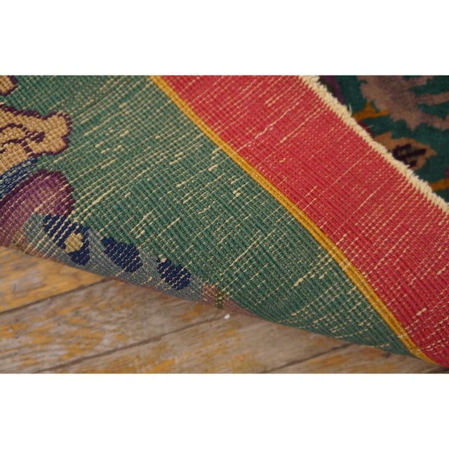1920s Red Rust Floral Antique Chinese Art Deco Rug 9'x11' 8'' Woven Wool Carpet For Sale - Image 9 of 9