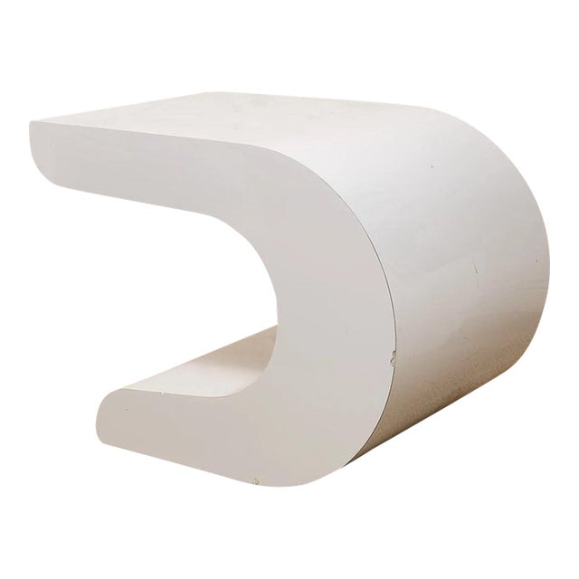 Mid 20th Century Styled After Pierre Cardin White Lacquer Waterfall Side Table For Sale