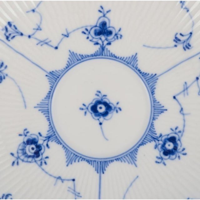 Blue Blue Fluted Plain Tea Cups with Saucers from Royal Copenhagen, 1970s, Set of 6 For Sale - Image 8 of 9