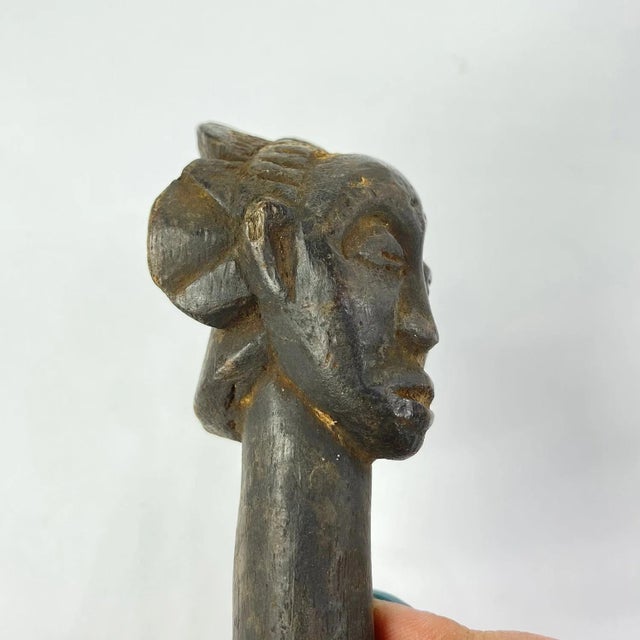 African Early 20th Century Luba Figural Spoon For Sale - Image 3 of 7