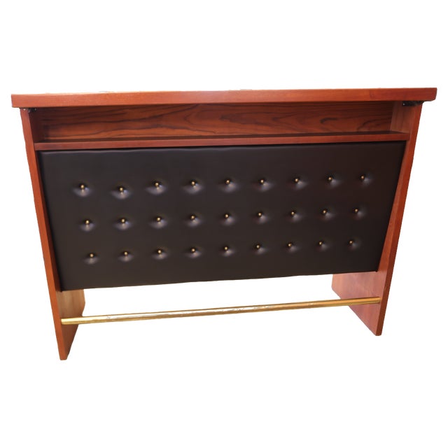 Danish Cocktail Bar in Teak and Button-Upholstered Front, 1950s For Sale