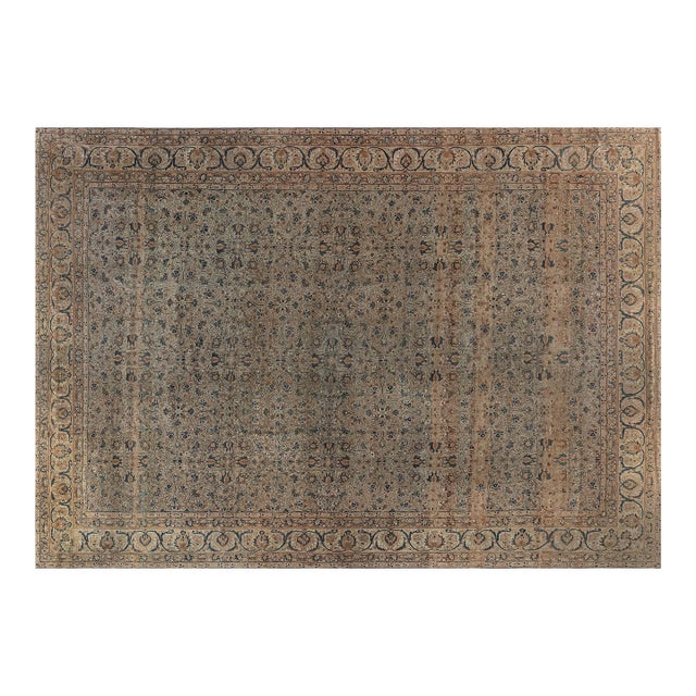 Authentic 19th Century Persian Kirman Handmade Wool Rug For Sale
