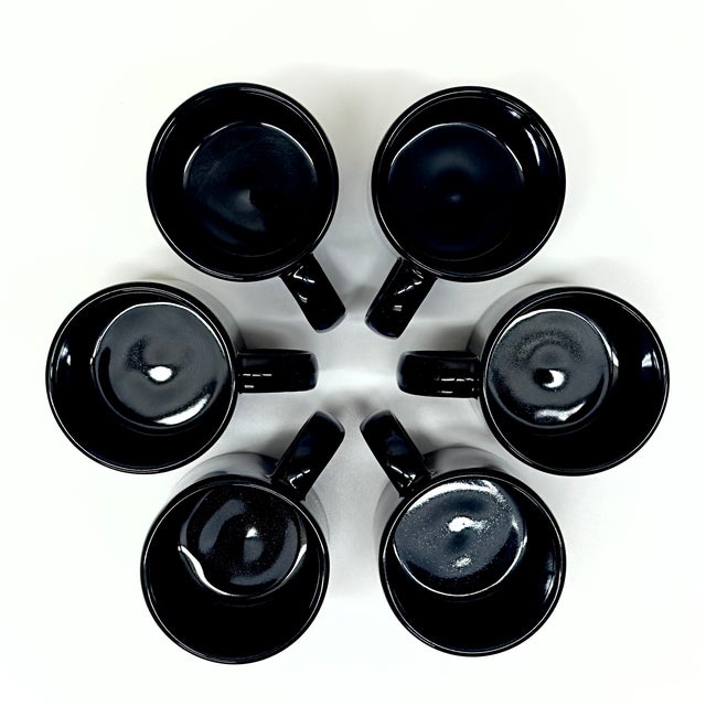 Timeless Classic High Gloss Black Ceramic Mugs by Waechtersbach Spain For Sale - Image 4 of 5