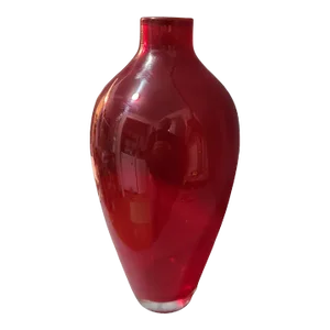 Mid-Century-Modern Ruby Red Hand-Blown Studio Art Glass Vase