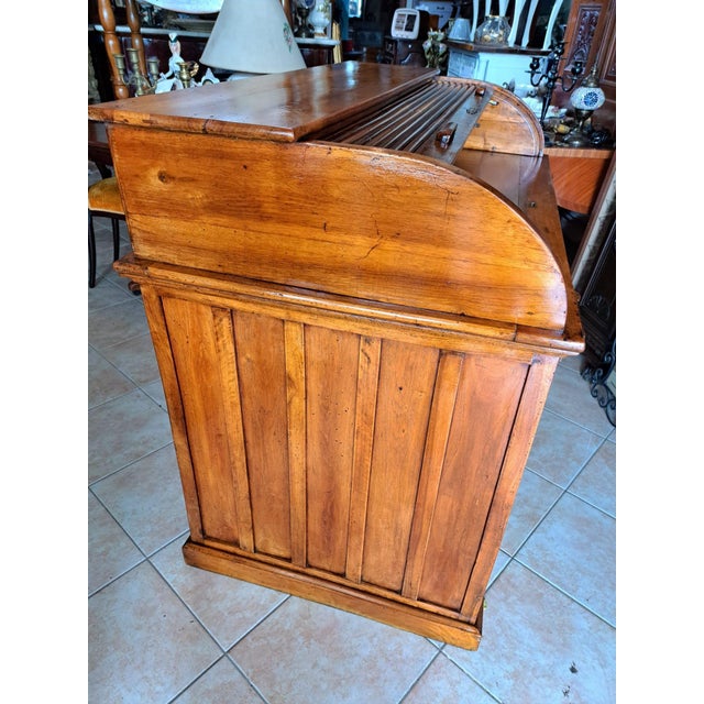 Brown Italian Roller Desk in Walnut For Sale - Image 8 of 10