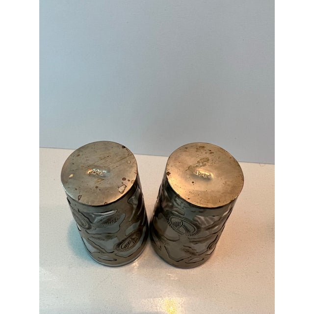 Vintage Sterling Silver Openwork Shot Glasses a Pair For Sale - Image 4 of 8