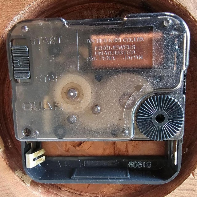 Dark Stained Resin-Coated Wood Tree Slab Clock from Macy's, 1980s For Sale - Image 11 of 15