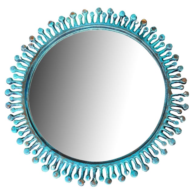 Vintage Sunburst Mirror in Bronze, 1950s For Sale