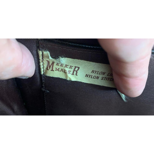 Chocolate Antique Meeker Made Hand Tooled Floral Leather Handbag Art Nouveau For Sale - Image 8 of 9