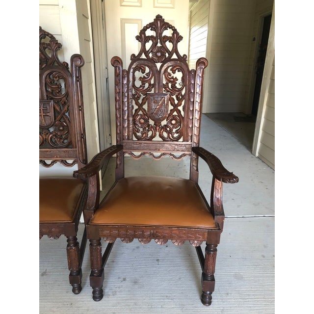 1860 Circa Hand Carved Oak Gothic Church Chairs Set of 4 Chairish