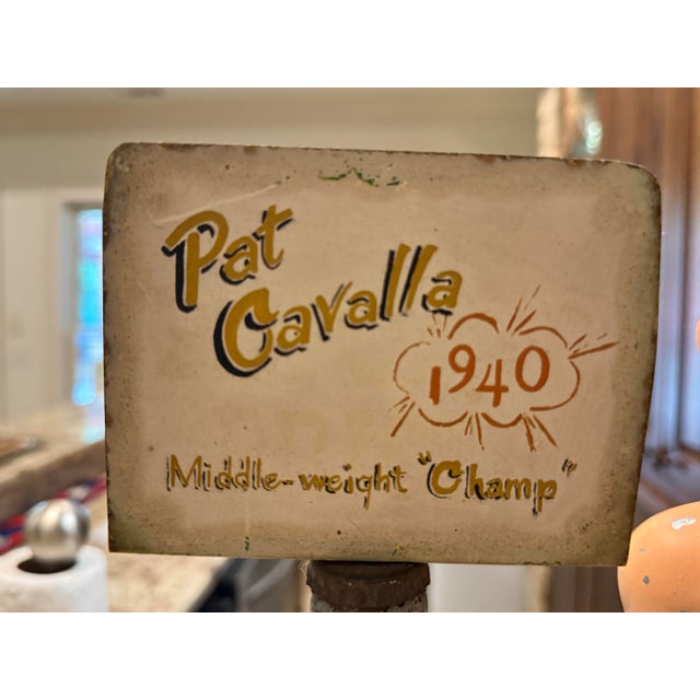 Vintage Plasto Mfg. Chicago Pabst Blue Ribbon Boxer Back Bar Display With Pat Cavalla Sign For Sale In Atlanta - Image 6 of 10