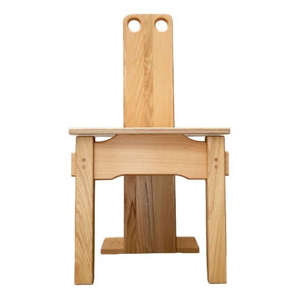 Postmodern Brutalist Wooden Children Chair, 1990s For Sale