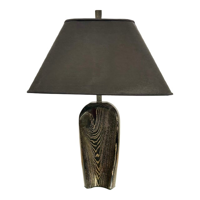 Ebonized Oak Table Lamp, Usa 1970s For Sale
