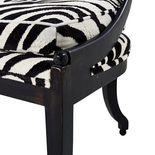 Mid-Century Ebonized Vintage Spoon Chair Upholstered in Schumacher Fabric For Sale - Image 9 of 10