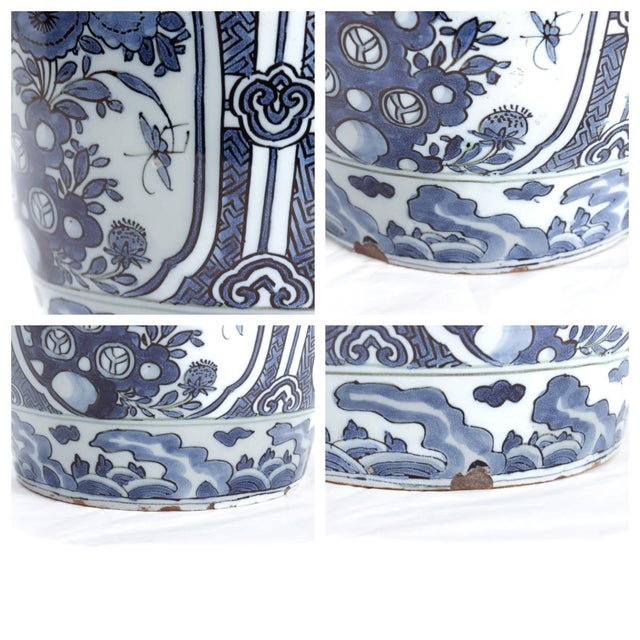 Ceramic Antique 18th Century Blue & White Dutch Delft Chinoserie Jar or Vase For Sale - Image 7 of 8